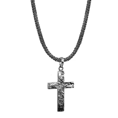 Image of Kuzzoi men&#039;s silver necklace with pendant in 925 sterling silver, length 50 cm, religious pendant, handmade