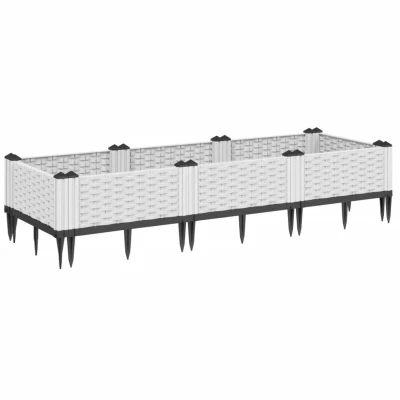 Image of vidaXL Garden Planter with Pegs White 125x40x28.5 cm PP