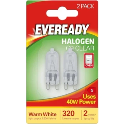 Image of Eveready 40W 240V Halogen G9 Capsule Clear, white 2pk S819