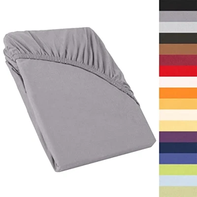 Image of CelinaTex Perla Box Spring Bed Water Topper Fitted Sheet 120 x 200 130 cm Dark Grey Jersey Mako Cotton 160 g/m²