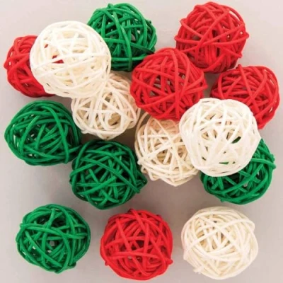 Image of Baker Ross FC217 Christmas Rattan Balls Pack of 15, Make Your Own Decorations for Kids to Decorate and Display, Natural Crafts Seasonal Displays