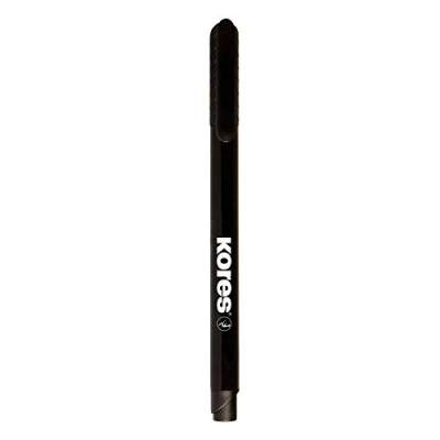 Image of Kores Black Permanent Marker Pens K P1, Fine Fibre Tip with Low Odour Ink Waterproof for All Surfaces School Supplies, Office Pen Pack of 12