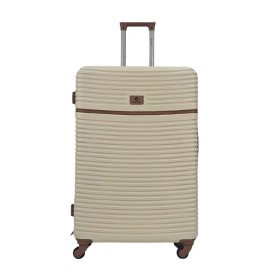 Image of Infinity Leather Unisex Hardshell Cabin Suitcase Robust 4 Wheel ABS Luggage Travel Bag Cream Size Medium