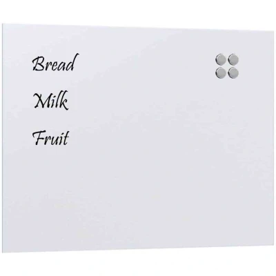 Image of vidaXL 80x60 cm Wall Mounted Magnetic Whiteboard, Tempered Glass, Dry Erase Scribble Pad for Office/Home, Easy Installation, Aluminum Frame