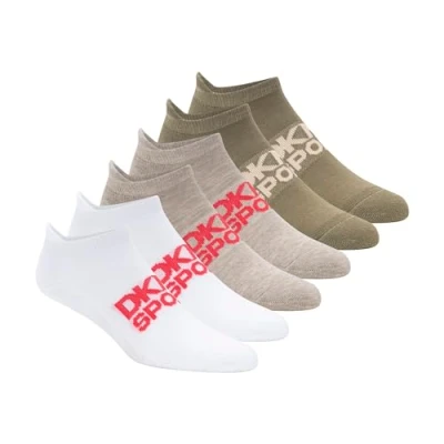 Image of DKNY Women&#039;s 6 Pack Sport Cushion Low Cut Socks, Oatmeal/Green, 8 10 UK