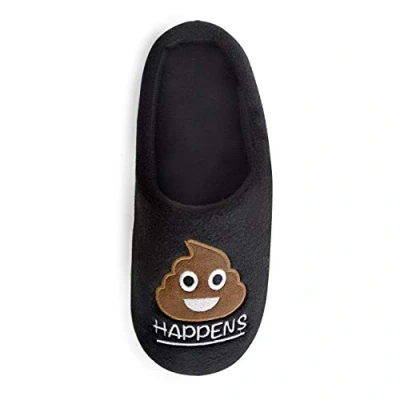 Image of Mens Novelty Mule Slippers Emoji Gaming Designs Shoe Sizes 7 12 (9/10 UK, Shit Happens Slippers) Multicoloured