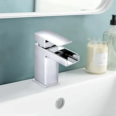 Image of Aquariss Modern Bathroom Waterfall Mono Basin Mixer Tap Chrome