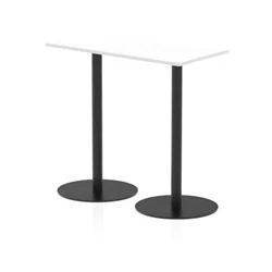 Image of Italia 1200 x 600mm Poseur Rectangular Table White Top 1145mm High Black Leg
