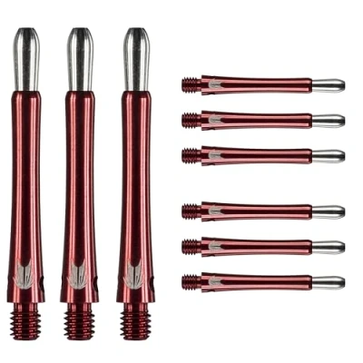 Image of TARGET Darts Grip Style Aluminium Shaft Pack of 9 Red, Intermediate (40.8mm) Professional Accessories, 2BA Multipack with Rings, Dart Multipack, Stems