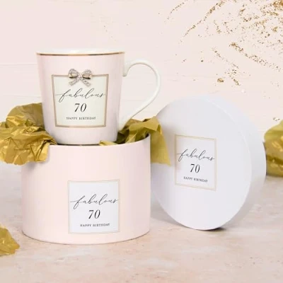 Image of Lesser &amp; Pavey Happy Birthday Mug for Gift Lovely Gifts Women Ideal 70th Your Loved Ones Madelaine by Hearts Design