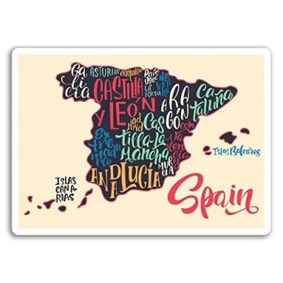 Image of 2 x Spain Map Vinyl Stickers Canary Islands Spanish Madrid Laptop #10950 (Vinyl Sticker, 10cm Wide)