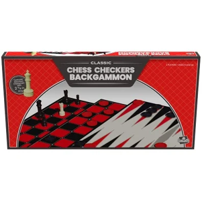 Image of Goliath Games: Classic Chess, Checkers &amp; Backgammon Triple Pack Traditional Board Games For Kids and Adults 2 Players Ages 6+