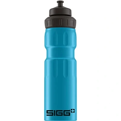 Image of SIGG Aluminium Sports Water Bottle WMB Blue Touch With 3 Stage Cap Climate Neutral Certified Leakproof Lightweight BPA Free 0.75L