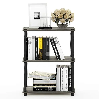 Image of Furinno Toolless Shelves, Wood, French Oak Grey/Black, one size, 3 Tier