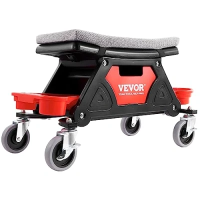 Image of VEVOR Mechanics Stool, 300 LBS Capacity Rolling Mechanic Seat with 4&quot; Wheels, Three Slide Out Tool Trays and Drawer, Heavy Duty Roller Creeper for Home Garage DIY Automotive