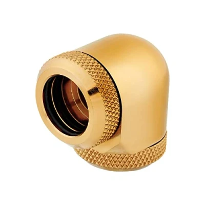 Image of Corsair Hydro X Series XF Hardline 90 Degree 14mm OD Fittings, Twin Pack (Solid Brass Durability, Quality Finish, Double O Ring Compression Design, Easy 12mm Diameter Tubing Fitting) Gold