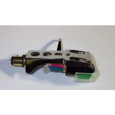 Image of Chrome plated Headshell, mount, cartridge and stylus, needle for Technics SL 1000, 1100, 1200, 1210, 1300, 1301, 1310, 1350, 1400, 1401, 1410With FREE MyNeedleStore Cloth