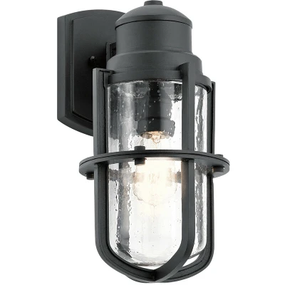 Image of Suri Outdoor 1 Light Wall Lantern, Textured Black, IP44, E27
