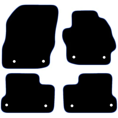 Image of Carsio Carpet Car Mats For Mazda 3 2009 to 2013 (8 Clips) Tailored Fit Floor Mat Set Complete Accessory Black Custom Fitted All Weather, Anti Slip Backing &amp; Blue Trim