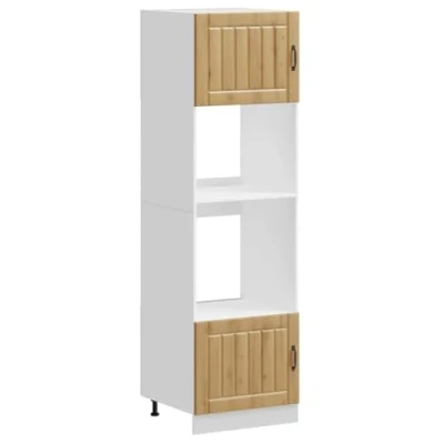 Image of vidaXL Kalmar Artisan Oak Oven Cabinets Engineered Wood, Adjustable Feet, Space Saving Design, Kitchen Storage Unit 60x57x207 cm