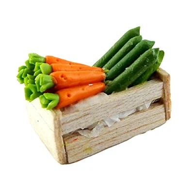 Image of Melody Jane Dolls House Box Crate of Courgettes &amp; Carrots Greengrocers Store Shop Accessory