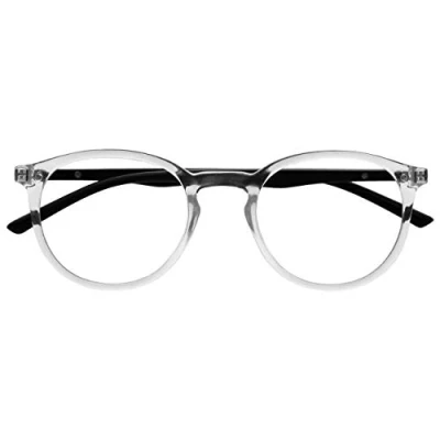 Image of OPULIZE Met Reading Glasses Slim Round Frame Scratch Resistant Spring Hinges Transparent Black Arm Mens Womens R60 C +3.00
