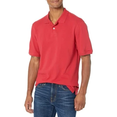 Image of Amazon Essentials Men&#039;s Regular Fit Cotton Pique Polo Shirt (Available in Big &amp; Tall), Red, S