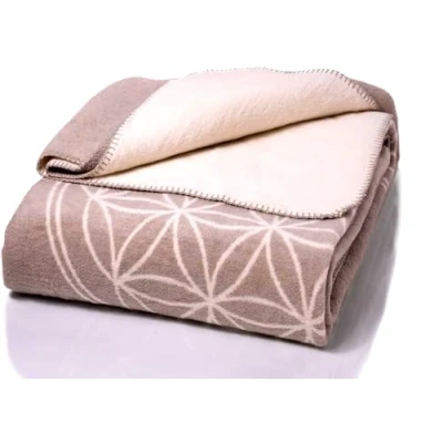 Image of Glart blanket grey ecru Flower of Life XL, sofa 150 x 200 cm, soft and warm woolly blanket, extra fluffy, for use as a couch cosy throw, plush throw