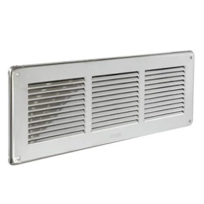 Image of La Ventilazione GIN30R Stainless Steel Ventilation Grille 430 Rectangular Overlap with Anti Bug Mesh, Dimensions 340 x 140 mm