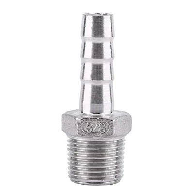 Image of Stainless Steel SS304 Male Thread Pipe Fitting Barb Hose Tail Connector BSP 1/8&quot; 3/4&quot; for Chemical, Water Heating, Mechanical Piping(3 Point=3/8 * 10mm)