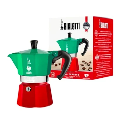 Image of Bialetti Moka Express 3 Cup Espresso Maker Tricolore Italia
