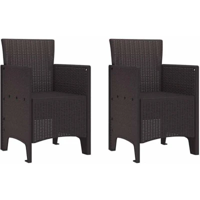 Image of vidaXL garden chair set outdoor brown polypropylene resin seating patio balcony furniture