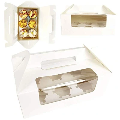 Image of [10 Boxes] Extra Large 6 Hole Cupcake Carrier Boxes XL Size Premium with Window