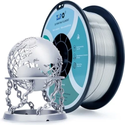Image of ZIRO PLA Silk Filament 1.75mm, 3D Printer Silky Series 1.75mm 1KG(2.2lbs), Dimensional Accuracy +/ 0.03mm, Silver