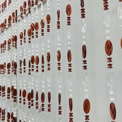 Image of ZiDeTang Acrylic Beaded Door Curtain Décor Tassel Room Divider (Brown, 100cm by 195cm)