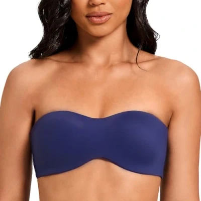 Image of MELENECA Women&#039;s Strapless Minimizer Multiway for Large Bust Unlined Seemless Underwire Bandeau Bra Blue 38DD
