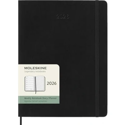 Image of Moleskine Weekly Planner, 2026 Agenda 12 Months With Space For Notes, Soft Cover and Elastic Closure, XL Size 19x25, Black Color