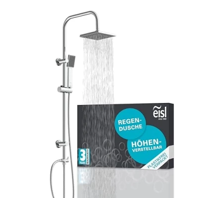 Image of EISL Easy Energy DX12004 A 2 in 1 with Large (170 x 170 mm) and Hand, Rain Shower Without Fitting, Ideal for Retrofitting, Complete Mounting Set, Chrome