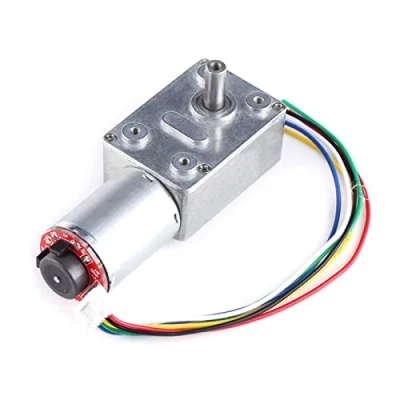 Image of Gear Motor, DC 12V 40RPM High Torque Reversible Worm Motor Reduction Metals Carbon Geared with Encoder Self Locking