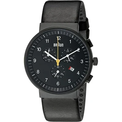 Image of Braun Men&#039;s Quartz Chronograph Watch with Leather Strap