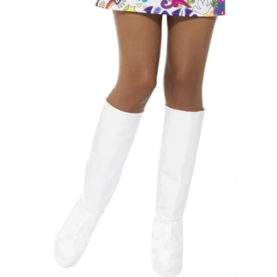 Image of Smiffys GoGo Boot Covers, White , 1960&#039;s Groovy Fancy Dress, Adult Dress Up Accessories