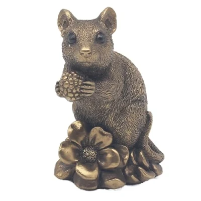 Image of Lesser &amp; Pavey Reflections Bronze Effect Mouse Ornament Flowers, Tree, Apple and More Designs Cute House Decoration or Gift (Berry)