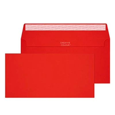Image of Blake Creative Colour DL+ 114 x 229 mm 120 gsm Peel &amp; Seal Wallet Envelopes (206) Pillar Box Red Pack of 500