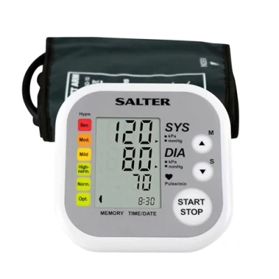Image of Salter BPA 9201 GB Automatic Arm Blood Pressure Monitor, 22 42 cm Cuff, Easy to Read Display, Heartbeat/Hypertension Indicator, 2 x 60 Memories, Average Results, Based on WHO Guidelines, Use at Home