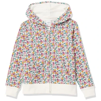 Image of Amazon Essentials Girls&#039; Fleece Zip Up Hoodie Sweatshirt, White Ditsy Floral, 8 Years