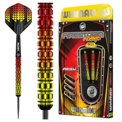 Image of WINMAU Firestorm Flame 24 Gram Professional Tungsten Darts Set with Flights and Stems (Shafts)