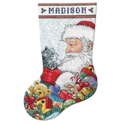Image of Design Works Counted Cross Stitch Stocking Kit, Aida, Multicolor