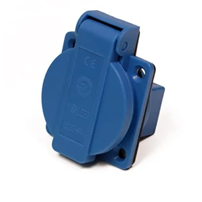 Image of HOLZER Pack of 8 recessed sockets, Schuko mounting 16 A, wet rooms, PA6, + flange seal (blue)