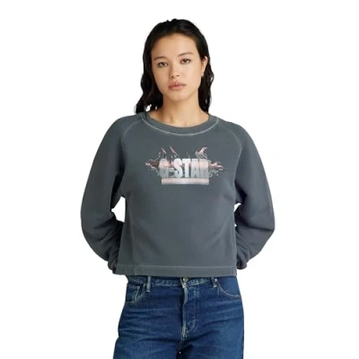 Image of G Star RAW Womens Overdyed Merch Loose Sweater Black Cotton Size Medium