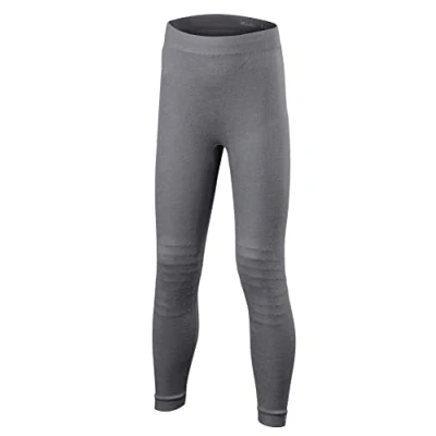 Image of FALKE Unisex Kids Wool Tech Long K TI Functional Yarn Quick Dry 1 Piece Base Layer Bottom, Grey (Grey Heather 3757), 5 6